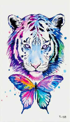 Временная татуировка Тигр и бабочка 33913