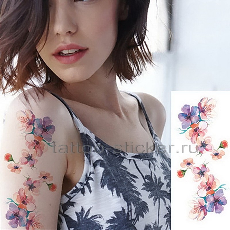 Временная татуировка Цветы 34113