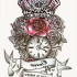 Временная татуировка Часы и корона 34413