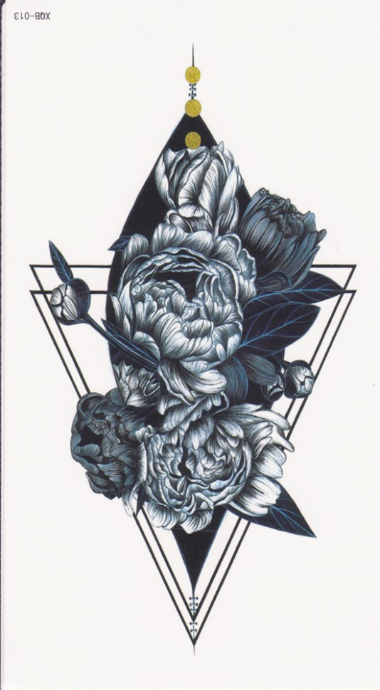 Временная татуировка Цветы и треугольники 34214