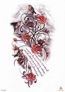 Временная татуировка Розы и птицы 34414