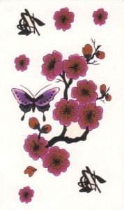  Временная татуировка Цветы и бабочка 34722