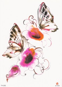 Временная татуировка Цветы и бабочки 34429