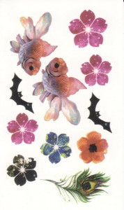  Временная татуировка Рыбки и цветы микс 34730