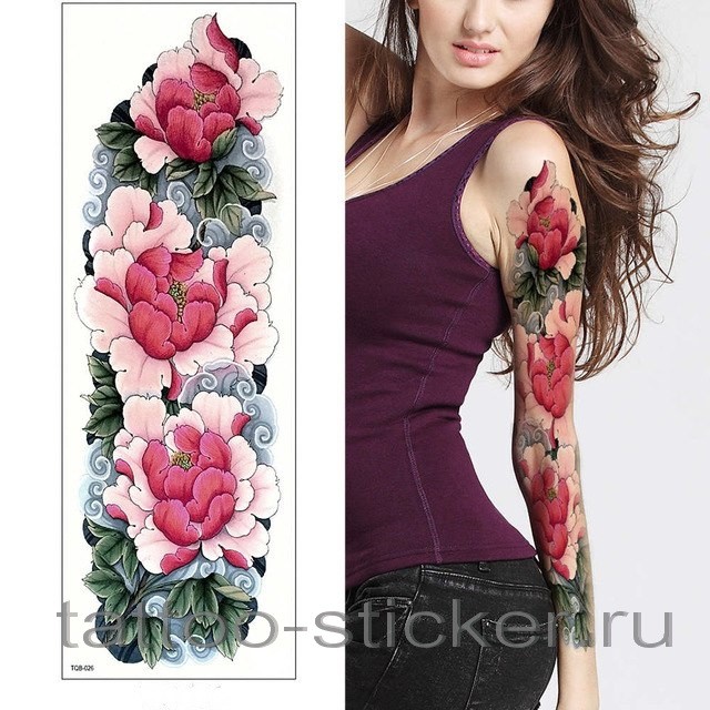 Временная татуировка Цветы 34335