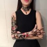 Временная татуировка Винтовка, череп и розы 34040