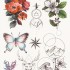 Временная татуировка Цветы и олень микс 34445