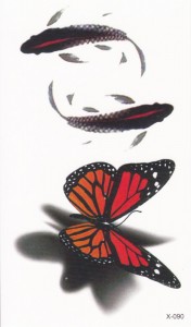 Временная татуировка Бабочка и рыбки 34357
