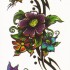  Временная татуировка Цветы 34557
