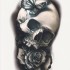 Временная татуировка  Череп, роза и бабочка 34361