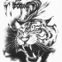 Временная татуировка Череп и тигр 34463