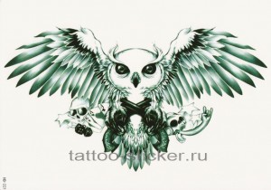 Временная татуировка  Сова 33764