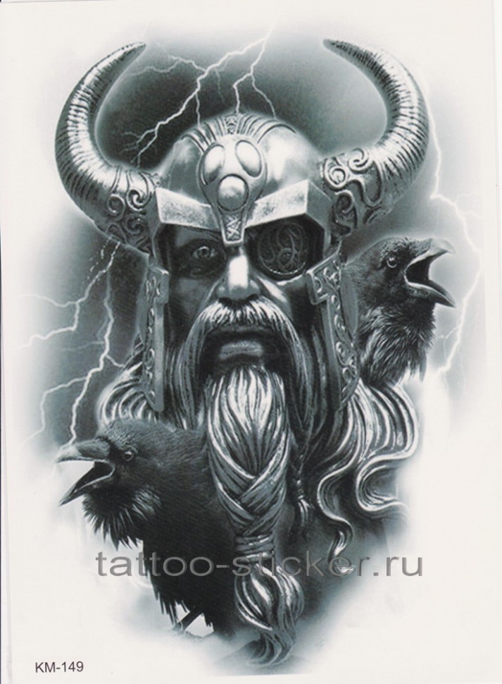 Временная татуировка Викинг и вороны 34064