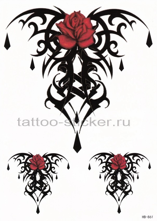 Временная татуировка  Три розы 33769