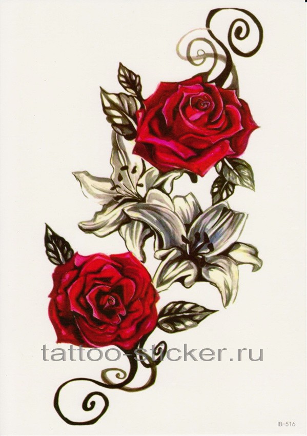 Временная татуировка Две розы 33776