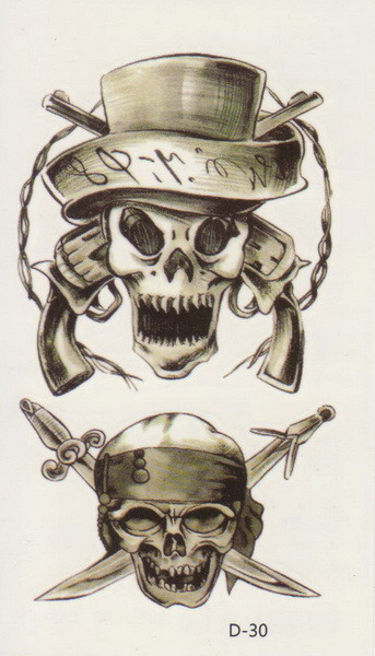Временная татуировка Череп пирата 34676