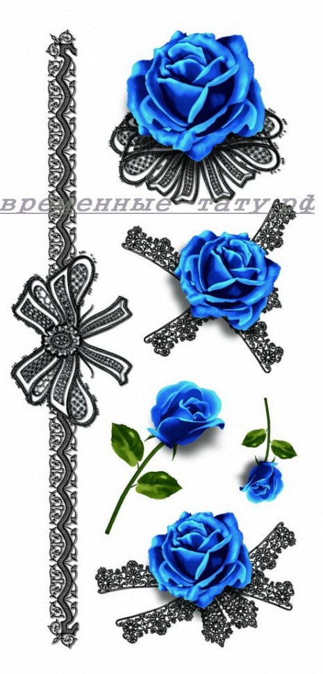 Временная татуировка 3d Роза синяя 33578