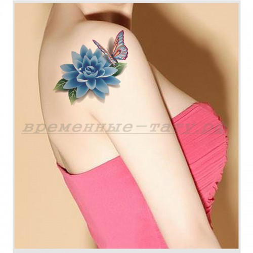 Временная татуировка 3d Цветы и бабочки 33579