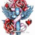 Временная татуировка Розы и крест 33787