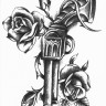Временная татуировка Револьвер и розы 34390