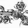 Временная татуировка Револьвер и розы 34390